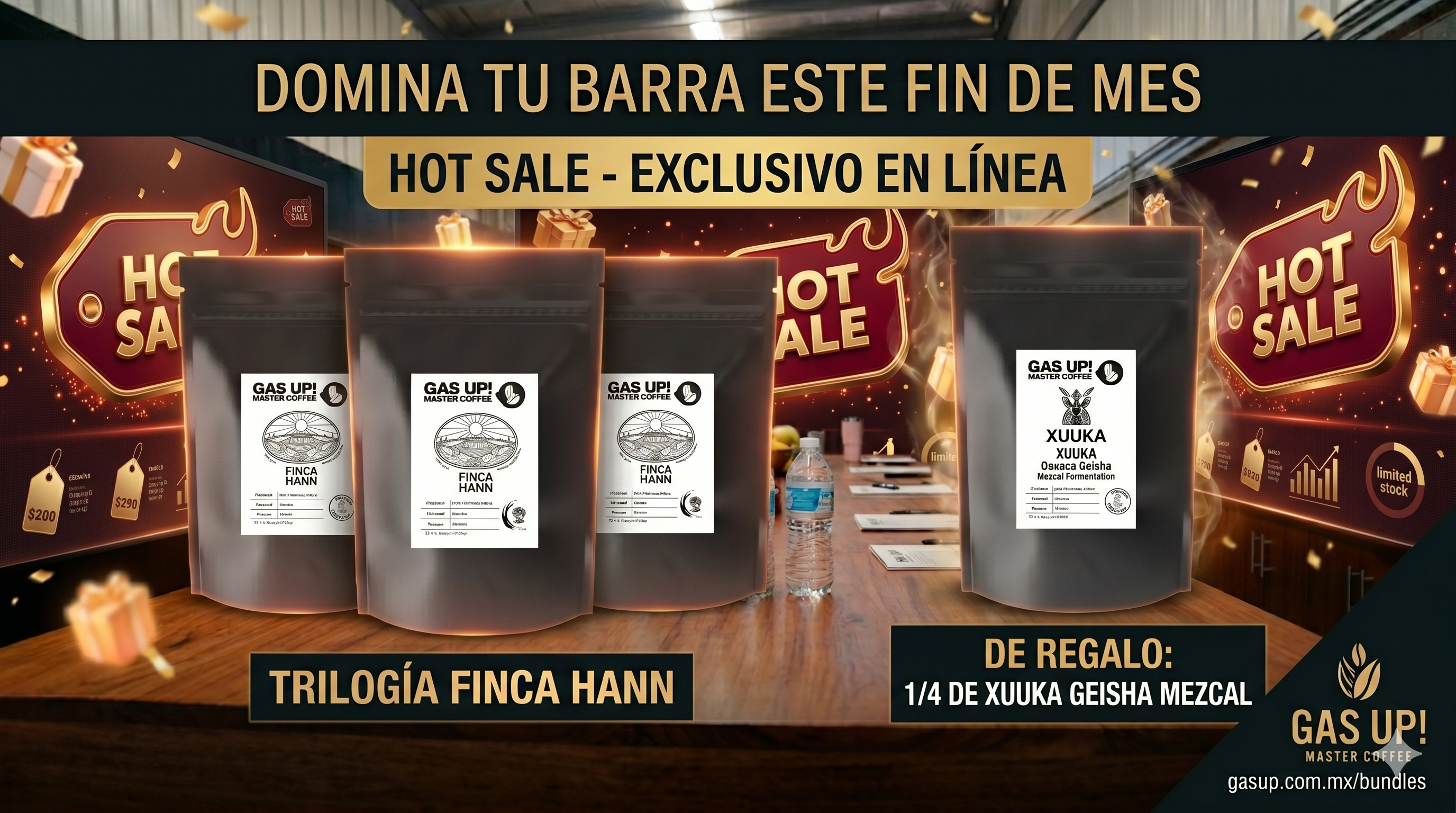 [HOT SALE] Trilogía Finca Hann + Regalo Xuuka Geisha Mezcal 🥃 - GAS UP! MASTER COFFEE